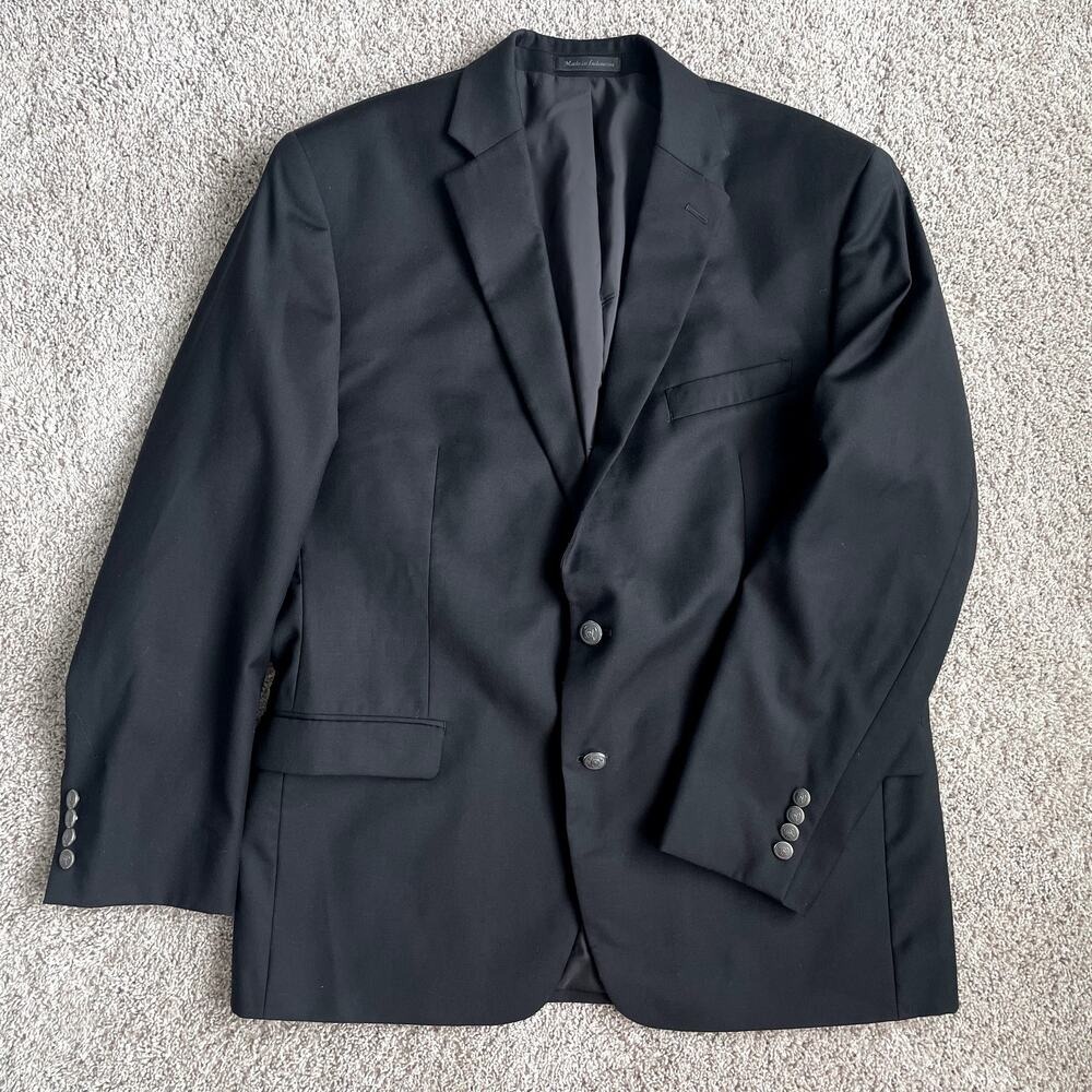 Lauren Ralph Lauren Mens 44R Black 100% Wool 2-Button Blazer Sport Coat Jacket